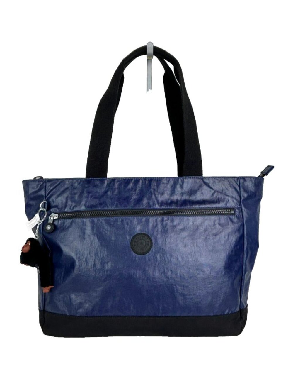 Kipling Luna Nylon Double Handle Tote Bag Lacquer Indigo Blue w/ Davina Monkey